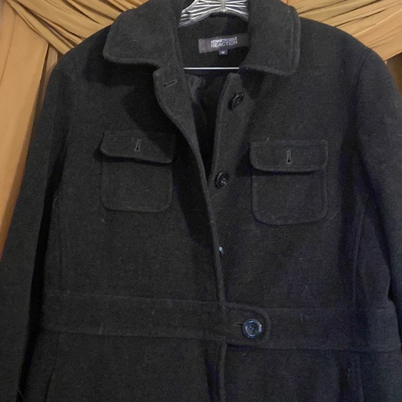 KENNETH COLE REACTION Black Wool Coat-Size 16 - Picture 2 of 6